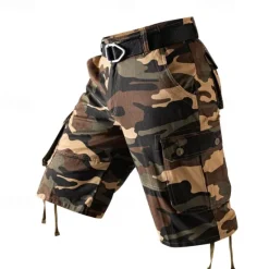 Best OUKU Men's Cargo Shorts Camo Shorts Shorts Summer Shorts Zipper Multiple Pockets Flap Pocket Camouflage Camo / Camouflage Comfort Wearable Short Outdoor Vacation Sport Casual Black Army Green