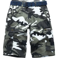 Outlet OUKU Men's Cargo Shorts Camo Shorts Shorts Zipper Multi Pocket Camouflage Comfort Wearable Knee Length Casual Daily Holiday Sports Fashion White Army Green