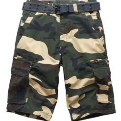 Outlet OUKU Men's Cargo Shorts Camo Shorts Shorts Zipper Multi Pocket Camouflage Comfort Wearable Knee Length Casual Daily Holiday Sports Fashion White Army Green