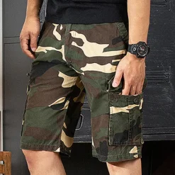 Outlet OUKU Men's Cargo Shorts Camo Shorts Shorts Zipper Multi Pocket Camouflage Comfort Wearable Knee Length Casual Daily Holiday Sports Fashion White Army Green