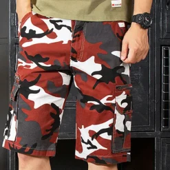 Outlet OUKU Men's Cargo Shorts Camo Shorts Shorts Zipper Multi Pocket Camouflage Comfort Wearable Knee Length Casual Daily Holiday Sports Fashion White Army Green