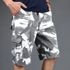 New OUKU Men's Cargo Shorts Camo Shorts Shorts Summer Shorts Multi Pocket Flap Pocket Camo Camouflage Comfort Wearable Knee Length Outdoor Sport Daily Fashion Casual White Yellow