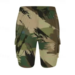 Outlet OUKU Men's Cargo Shorts Camo Shorts Shorts Summer Shorts Drawstring Elastic Waist Multi Pocket Camouflage Comfort Wearable Knee Length Outdoor Sport Daily Fashion Casual White Light Green