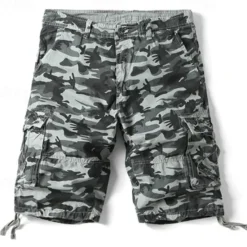 Best OUKU Men's Cargo Shorts Camo Shorts Shorts Summer Shorts Multi Pocket Flap Pocket Plain Camouflage Comfort Wearable Knee Length Outdoor Sport Daily Fashion Casual Camouflage Red Camouflage khaki