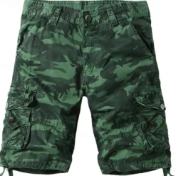 Best OUKU Men's Cargo Shorts Camo Shorts Shorts Summer Shorts Multi Pocket Flap Pocket Plain Camouflage Comfort Wearable Knee Length Outdoor Sport Daily Fashion Casual Camouflage Red Camouflage khaki