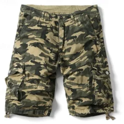 Best OUKU Men's Cargo Shorts Camo Shorts Shorts Summer Shorts Multi Pocket Flap Pocket Plain Camouflage Comfort Wearable Knee Length Outdoor Sport Daily Fashion Casual Camouflage Red Camouflage khaki