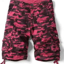 Best OUKU Men's Cargo Shorts Camo Shorts Shorts Summer Shorts Multi Pocket Flap Pocket Plain Camouflage Comfort Wearable Knee Length Outdoor Sport Daily Fashion Casual Camouflage Red Camouflage khaki