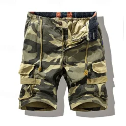 Best OUKU Men's Cargo Shorts Camo Shorts Shorts Summer Shorts Drawstring Elastic Waist Multi Pocket Camo / Camouflage Comfort Wearable Knee Length Outdoor Sport Daily Fashion Casual Camouflage khaki Camouflage