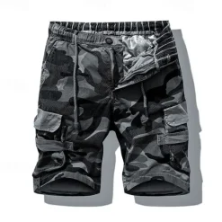 Best OUKU Men's Cargo Shorts Camo Shorts Shorts Summer Shorts Drawstring Elastic Waist Multi Pocket Camo / Camouflage Comfort Wearable Knee Length Outdoor Sport Daily Fashion Casual Camouflage khaki Camouflage