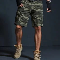 Best OUKU Men's Cargo Shorts Camo Shorts Shorts Summer Shorts Multi Pocket Flap Pocket Camo Plain Camouflage Comfort Wearable Knee Length Outdoor Sport Daily Fashion Casual Black Yellow