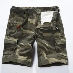 Best OUKU Men's Cargo Shorts Camo Shorts Shorts Summer Shorts Multi Pocket Flap Pocket Camo Plain Camouflage Comfort Wearable Knee Length Outdoor Sport Daily Fashion Casual Black Yellow