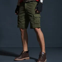 Best OUKU Men's Cargo Shorts Camo Shorts Shorts Summer Shorts Multi Pocket Flap Pocket Camo Plain Camouflage Comfort Wearable Knee Length Outdoor Sport Daily Fashion Casual Black Yellow