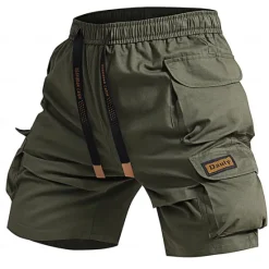 Best OUKU Men's Cargo Shorts Camping Shorts Camo Shorts Hiking Shorts Elastic Waist Straight Leg 6 Pocket Plain Camouflage Moisture Wicking Wearable Knee Length Outdoor Casual Daily Fashion Streetwear Black