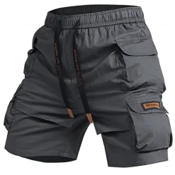 Best OUKU Men's Cargo Shorts Camping Shorts Camo Shorts Hiking Shorts Elastic Waist Straight Leg 6 Pocket Plain Camouflage Moisture Wicking Wearable Knee Length Outdoor Casual Daily Fashion Streetwear Black