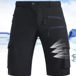 New OUKU Men's Cargo Shorts Camping Shorts Shorts Hiking Shorts Elastic Waist Multi Pocket Plain Waterproof Quick Dry Knee Length Sports Outdoor Daily Camping & Hiking Classic Style Athleisure Black Blue