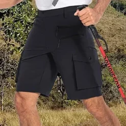 New OUKU Men's Cargo Shorts Camping Shorts Shorts Hiking Shorts Elastic Waist Multi Pocket Plain Waterproof Quick Dry Knee Length Sports Outdoor Daily Camping & Hiking Classic Style Athleisure Black Blue