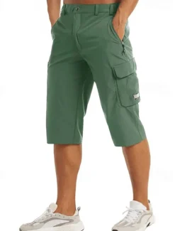 Outlet OUKU Men's Cargo Shorts Capri Pants Workout Shorts Hiking Shorts Going out Weekend Breathable Quick Dry Buttons Multiple Pockets Straight Leg Plain Knee Length Gymnatics Activewear Black Blue