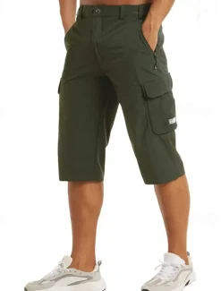 Outlet OUKU Men's Cargo Shorts Capri Pants Workout Shorts Hiking Shorts Going out Weekend Breathable Quick Dry Buttons Multiple Pockets Straight Leg Plain Knee Length Gymnatics Activewear Black Blue