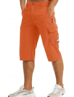 Outlet OUKU Men's Cargo Shorts Capri Pants Workout Shorts Hiking Shorts Going out Weekend Breathable Quick Dry Buttons Multiple Pockets Straight Leg Plain Knee Length Gymnatics Activewear Black Blue