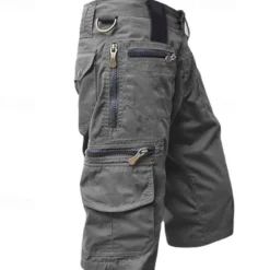 Online OUKU Men's Cargo Shorts Capri Pants Summer Shorts Zipper Pocket Multi Pocket Plain Comfort Wearable Calf-Length Outdoor Sport Daily Fashion Casual Black Light Green