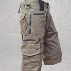 Online OUKU Men's Cargo Shorts Capri Pants Summer Shorts Zipper Pocket Multi Pocket Plain Comfort Wearable Calf-Length Outdoor Sport Daily Fashion Casual Black Light Green