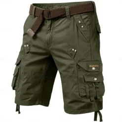 Hot OUKU Men's Cargo Shorts Capri Pants Shorts Hiking Shorts Leg Drawstring 6 Pocket Plain Comfort Outdoor Casual Daily Vacation Fashion Wine Army Green