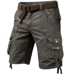 Hot OUKU Men's Cargo Shorts Capri Pants Shorts Hiking Shorts Leg Drawstring 6 Pocket Plain Comfort Outdoor Casual Daily Vacation Fashion Wine Army Green