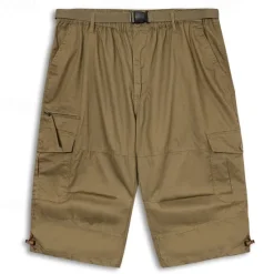 OUKU Men's Cargo Shorts Capri Pants Hiking Shorts Zipper Pocket Leg Drawstring Plain Comfort Breathable Outdoor Daily Going out Casual Big and Tall Army Yellow Black