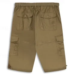 OUKU Men's Cargo Shorts Capri Pants Hiking Shorts Zipper Pocket Leg Drawstring Plain Comfort Breathable Outdoor Daily Going out Casual Big and Tall Army Yellow Black