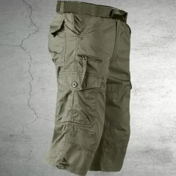 OUKU Men's Cargo Shorts Capri Pants Hiking Shorts Zipper Pocket Leg Drawstring Plain Comfort Breathable Outdoor Daily Going out Casual Big and Tall Army Yellow Black