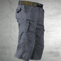 OUKU Men's Cargo Shorts Capri Pants Hiking Shorts Zipper Pocket Leg Drawstring Plain Comfort Breathable Outdoor Daily Going out Casual Big and Tall Army Yellow Black