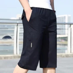 New OUKU Men's Cargo Shorts Capri shorts Capri Pants Hiking Shorts Pocket Elastic Waist Multi Pocket Plain Comfort Breathable Calf-Length Sports Outdoor Daily Stylish Casual / Sporty ArmyGreen Yellow
