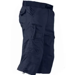 Online OUKU Men's Cargo Shorts Capri shorts Capri Pants Hiking Shorts Elastic Waist Multi Pocket With Belt Plain Comfort Breathable Calf-Length Daily Sports Streetwear Stylish Casual / Sporty Camouflage Black