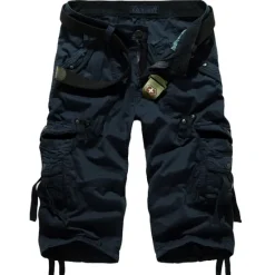 Hot OUKU Men's Cargo Shorts Capri shorts Capri Pants Hiking Shorts Pocket Plain Comfort Breathable Calf-Length Work Casual Daily Fashion Streetwear Red Navy Blue