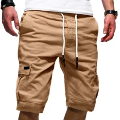 Clearance OUKU Men's Cargo Shorts Casual Shorts Drawstring Multi Pocket Plain Outdoor Sports Knee Length Casual Sports Streetwear Shorts Black White Inelastic
