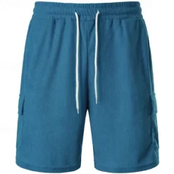 Discount OUKU Men's Cargo Shorts Casual Shorts Corduroy Shorts Drawstring Elastic Waist Multi Pocket Plain Comfort Soft Full Length Outdoor Daily Holiday Sports Fashion Black Army Green