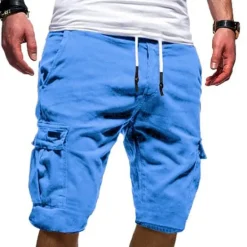 Online OUKU Men's Cargo Shorts Drawstring Multi Pocket Solid Color Outdoor Knee Length Daily Weekend Streetwear Casual Black White Inelastic