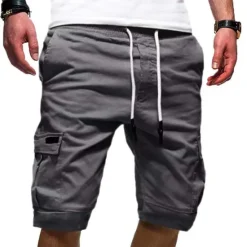 Online OUKU Men's Cargo Shorts Drawstring Multi Pocket Solid Color Outdoor Knee Length Daily Weekend Streetwear Casual Black White Inelastic