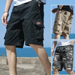 Discount OUKU Men's Cargo Shorts Hiking Shorts Military Summer Outdoor Ripstop Breathable Quick Dry Lightweight Shorts Bottoms Dark Khaki ArmyGreen Cotton Climbing Beach Camping / Hiking / Caving M L XL 2XL 3XL