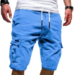 Discount OUKU Men's Cargo Shorts Hiking Shorts Drawstring Multi Pocket Elastic Drawstring Design Plain Knee Length Daily Wear Weekend Streetwear Basic Casual Black White Micro-elastic
