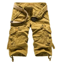 OUKU Men's Cargo Shorts Hiking Shorts Multi Pocket Plain Calf-Length Daily Basic Slim Wine Red Black
