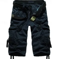 OUKU Men's Cargo Shorts Hiking Shorts Multi Pocket Plain Calf-Length Daily Basic Slim Wine Red Black