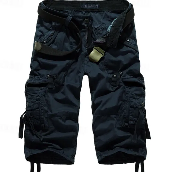 OUKU Men's Cargo Shorts Hiking Shorts Multi Pocket Plain Calf-Length Daily Basic Slim Wine Red Black