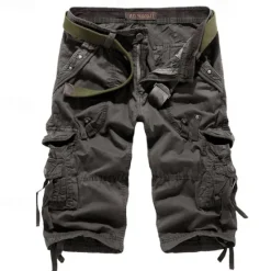OUKU Men's Cargo Shorts Hiking Shorts Multi Pocket Plain Calf-Length Daily Basic Slim Wine Red Black