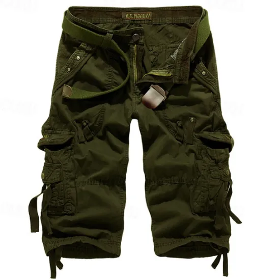 OUKU Men's Cargo Shorts Hiking Shorts Multi Pocket Plain Calf-Length Daily Basic Slim Wine Red Black