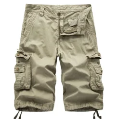 Sale OUKU Men's Cargo Shorts Hiking Shorts Zipper Pocket Classic Plain Cycling Outdoor Knee Length Casual Stylish Wine Red White gray Inelastic