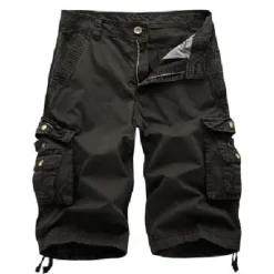 Sale OUKU Men's Cargo Shorts Hiking Shorts Zipper Pocket Classic Plain Cycling Outdoor Knee Length Casual Stylish Wine Red White gray Inelastic