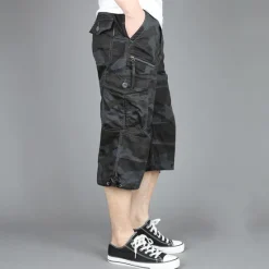 Discount OUKU Men's Cargo Shorts Hiking Shorts Multi Pocket Plain Comfort Outdoor Calf-Length Cotton Cargo Shorts ArmyGreen Black Micro-elastic