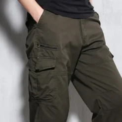 Discount OUKU Men's Cargo Shorts Hiking Shorts Multi Pocket Plain Comfort Outdoor Calf-Length Cotton Cargo Shorts ArmyGreen Black Micro-elastic