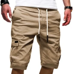 Best OUKU Men's Cargo Shorts Multi Pocket Map Outdoor Sports Knee Length Holiday Going out Weekend Shorts Slim Lake blue Navy Inelastic